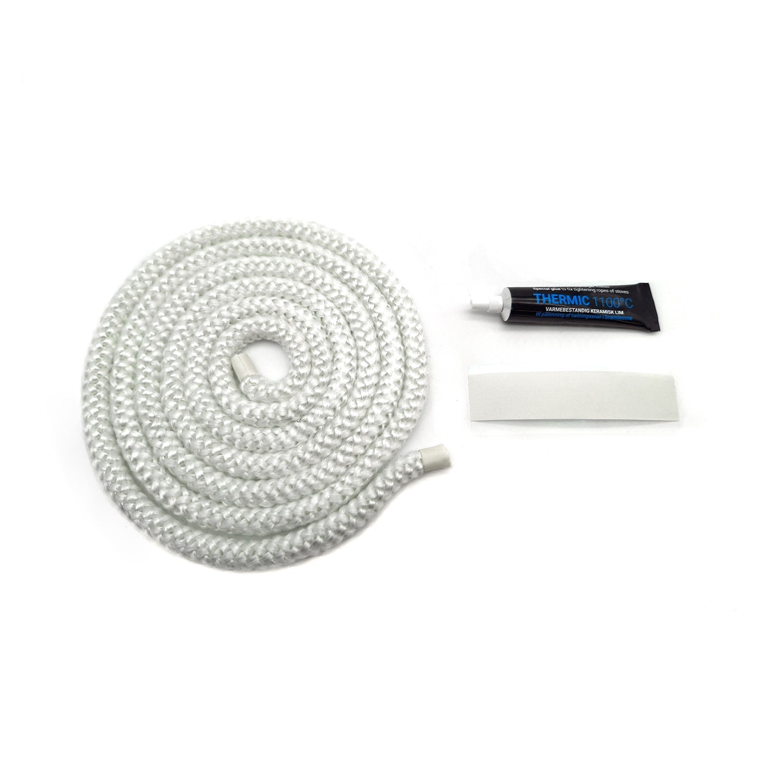 2m Stove Fire Rope Seal & Glue Kit Door Glass Fibre Wood Log Burner 3-18mm - Fire Brick King